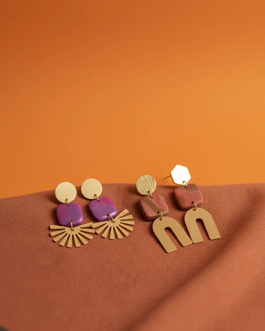 Luma Atelier Privé gepersonaliseerde gouden RVS oorbellen met polymeer klei - Luma Jewellery. Gemaakt in Zuid-Limburg